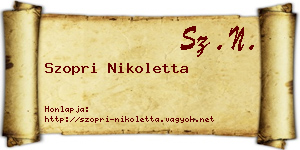 Szopri Nikoletta névjegykártya